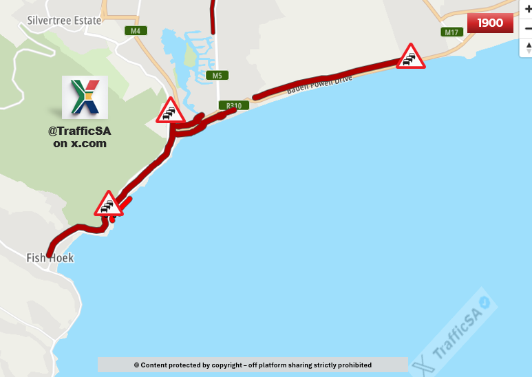 TrafficSA's tweet photo. Cape Town - Live View:  7PM  Traffic from Fish Hoek to Strandfontein  #KalkBay #Muizenberg  🌞 https://t.co/IOpAnh4LvS