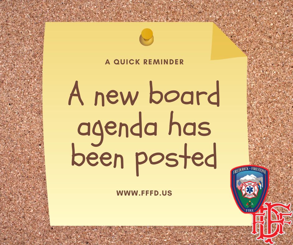 FFFPD's tweet image. A new notice and board agenda have been posted online for tomorrow's - Monday, November 10th - board meeting. For more information or to view the agenda, please visit fffd.us. Thank you!