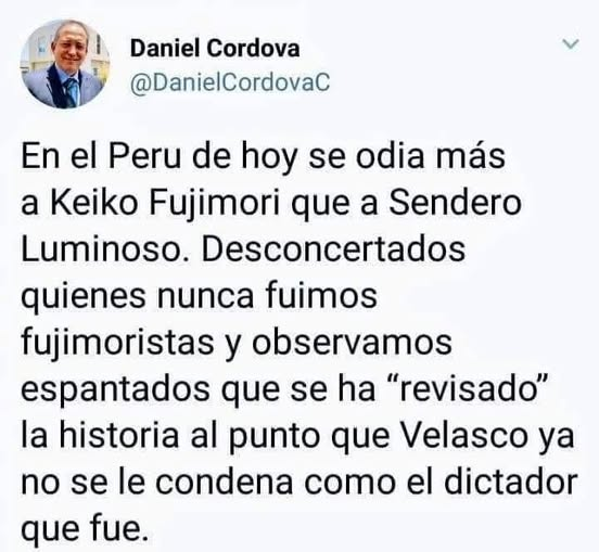 DanteBobadilla's tweet photo. A esto hemos llegado gracias al adoctrinamiento de dos generaciones en el antifujimorismo patológico que los ignorantes hoy tienen como ideología principal. https://t.co/jAyfxwvQaR