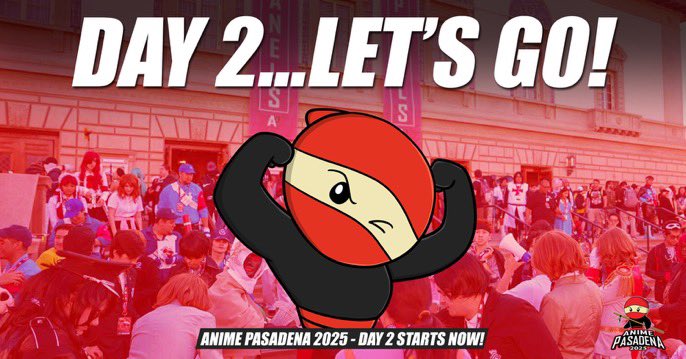 AnimePasadena's tweet photo. DAY 2…LET’S GO! 💥
Anime Pasadena 2025 continues today! The doors are open, panels are rolling, and the cosplay energy is off the charts.

Grab your friends, hit the exhibit hall, check out our amazing guests, and make the most of your weekend!

📍 Pasadena Convention Center https://t.co/Vf3AVX8weu