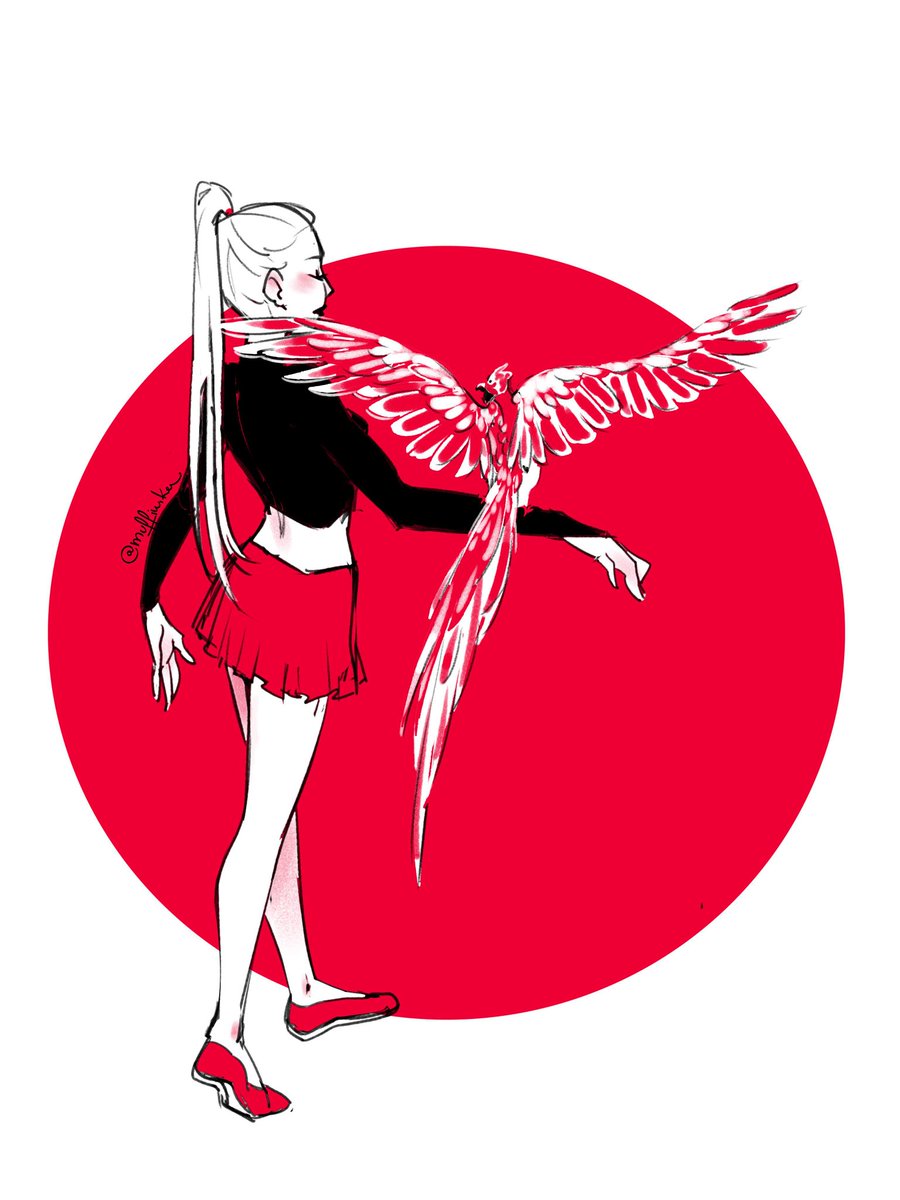 Muffin_ka's tweet photo. Red parrot 🔴🦜 #huevember2025 #redart #DigitalArtist https://t.co/qMpbTQES91
