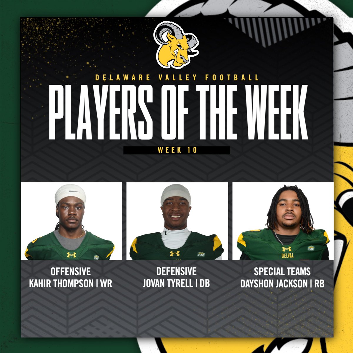 Week 10 game players of the week! #DelValFootball #Family