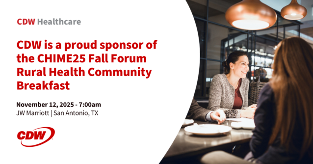 RandySEvans's tweet photo. Rural health leaders are rewriting the rules of care—and @CDW_Healthcare is proud to support them. We’re sponsoring the Rural Health Community Networking Breakfast at #CHIME25 to help drive connection and innovation. #FallForum https://t.co/jZfP2ulCbi https://t.co/eaLbIo0jWS