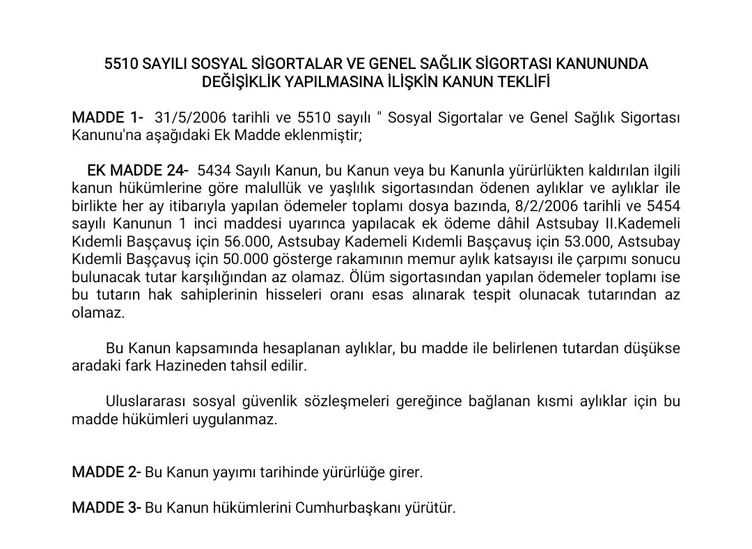 ASTSUBAY EMEKLİLERİ 
KANUN TEKLİFİ TAMAM

Kamuda çalışan birçok gruba maaş hariç garanti ödemeler yapılmaktadır. Benzer garanti ödeme Bağ-Kur ve SSK emeklisine de var

<a href="/Akparti/">AK Parti</a> <a href="/herkesicinCHP/">CHP 🇹🇷</a>  <a href="/RTErdogan/">Recep Tayyip Erdoğan</a> <a href="/eczozgurozel/">Özgür Özel</a>   <a href="/Hurriyet/">Hürriyet.com.tr</a> <a href="/gazetesozcu/">Sözcü</a> <a href="/nowhaber/">NOW HABER</a> <a href="/Haberturk/">Habertürk</a> <a href="/sabah/">Sabah</a> <a href="/milliyet/">milliyet.com.tr</a>