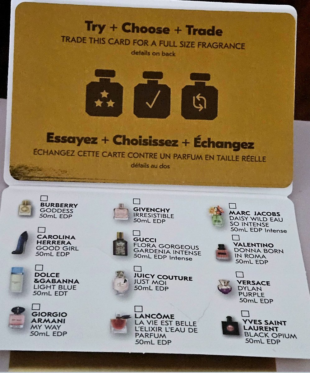 heidyHarl's tweet image. صحابي جابولي هدية فكرتها لطيفة خالص، العلبة فيها عينات/تيستر لمجموعة برفانات، ومع العلبة بييجي الكارت اللي بعد ماتجربي كل العينات،تختاري اللي حبيتيه اكتر حاجة،تاخدي الكارت ده تجيبي بيه قزازةالبارفان الحجم العادي. 
قد كده الواحد مالوش في فن الشوبينج إني اول مرة اعرف بالفكرة دي😍