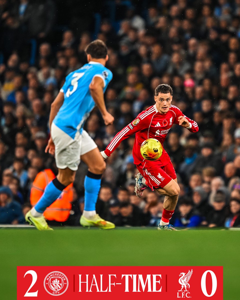 Bernardkwiri's tweet photo. We trail at the break. #PremierLeague #MCLIV @LFC https://t.co/5aI00WS9R1