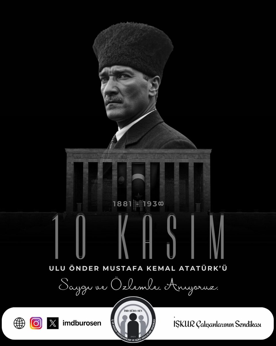 Aramızdan ayrılışının 87. yılında Gazi Mustafa Kemal Atatürk’ü saygı, rahmet ve özlemle anıyoruz. 🇹🇷 #10Kasım