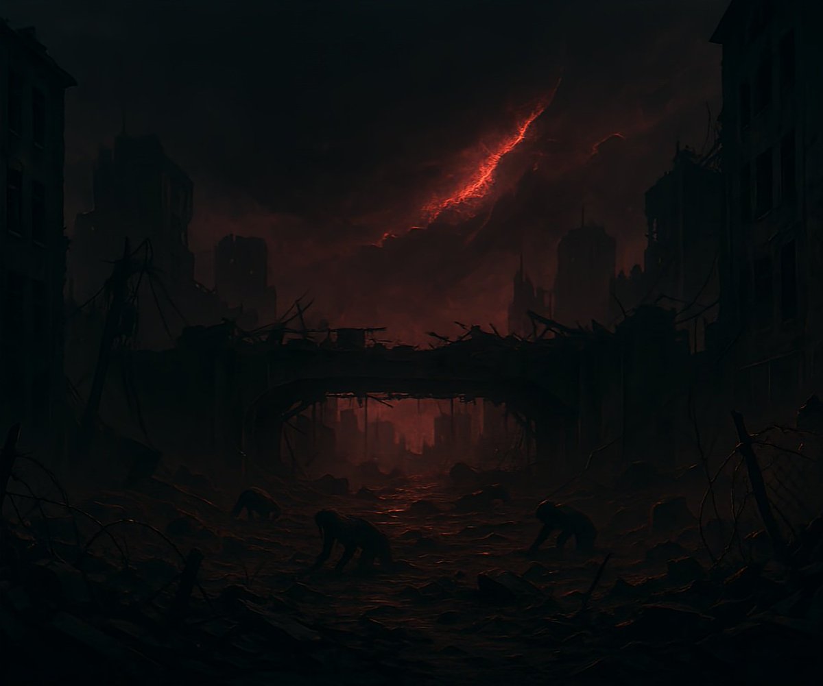 Unter den Ketten der Dunkelheit
Das Wimmern der Erde

Niemand erinnert sich mehr an den Moment, als das Licht erlosch.
Vielleicht kam er nie plötzlich, vielleicht war es ein langsames Ersticken, eine Müdigkeit des Himmels, die über Jahre auf die Welt tropfte.

Nun ist alles