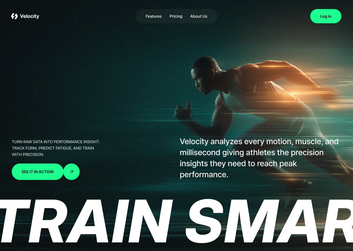 Hero section exploration of Performance Analytics Platform for Athletes.