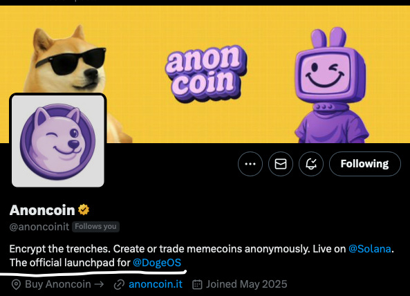 Attention is all you need.
Team <a href="/MyDoge/">MyDoge</a> has only ever directly mentioned $doge.
If Dogeos is launched, they will actively utilize the ecosystem.
And... <a href="/anoncoinit/">Anoncoin</a> is official launchpad for <a href="/DogeOS/">DogeOS</a> 

Vibe is all you need, anon.