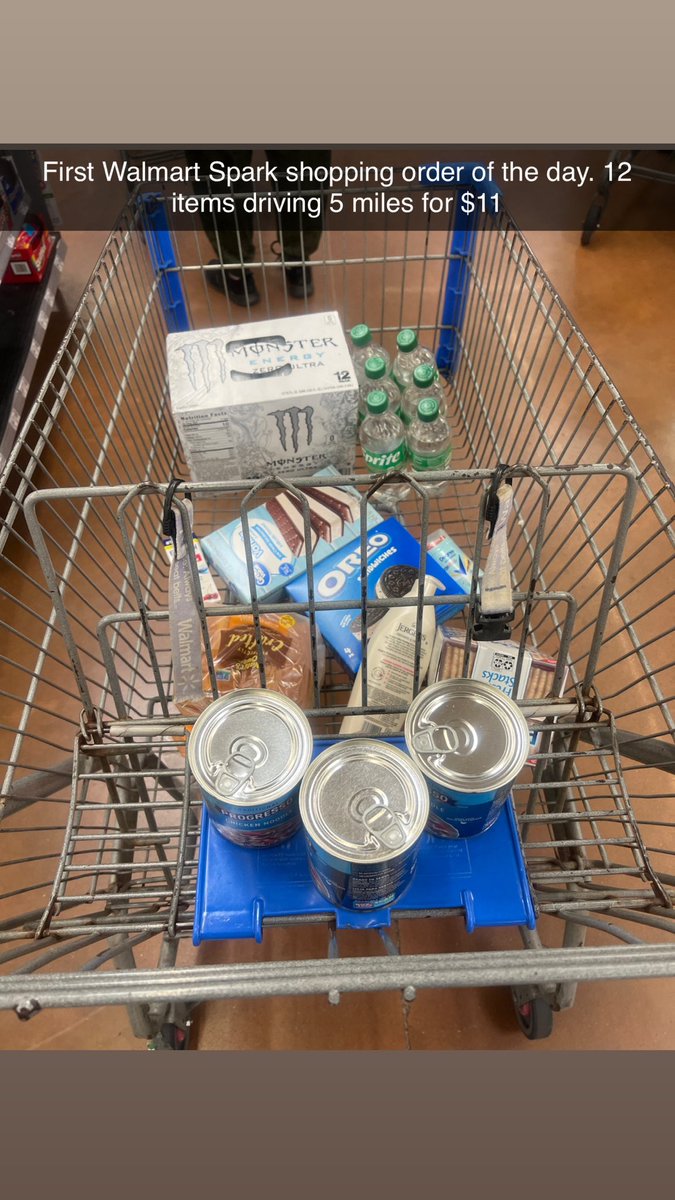 FratBoy_1963's tweet image. First Walmart Spark order of the day. Let’s get to this easy money. Had to shop for 12 items and take it 5 miles for $11. #walmartspark #gigwork