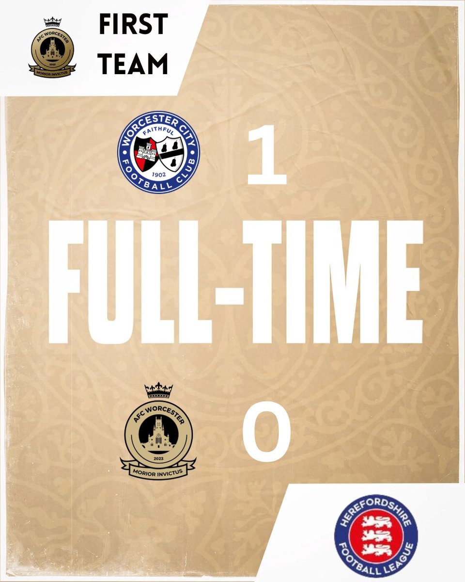 Confirmation of yesterday’s loss in the HFA CC against Worcester City Reserves. 

Attention turns to Tuesday night’s local derby! 

#AFCWorc