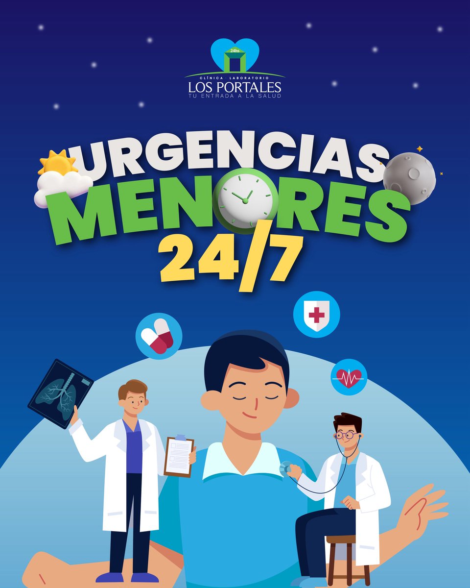 Confía en nuestro equipo médico para resolver tus urgencias menores 24/7 con atención humana y profesional. 🩺✨

📍Tu salud, en buenas manos las 24 horas. 

#ClinicaLosPortales #UrgenciasMenores #Atencion24Horas #SaludSiempre #TuEntradaALaSalud