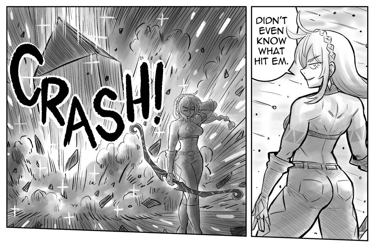 Chapter 49 is 3/4ths of the way finished! Still aiming to get it out within 2 weeks!
Here's Calibri being flawless, as usual.