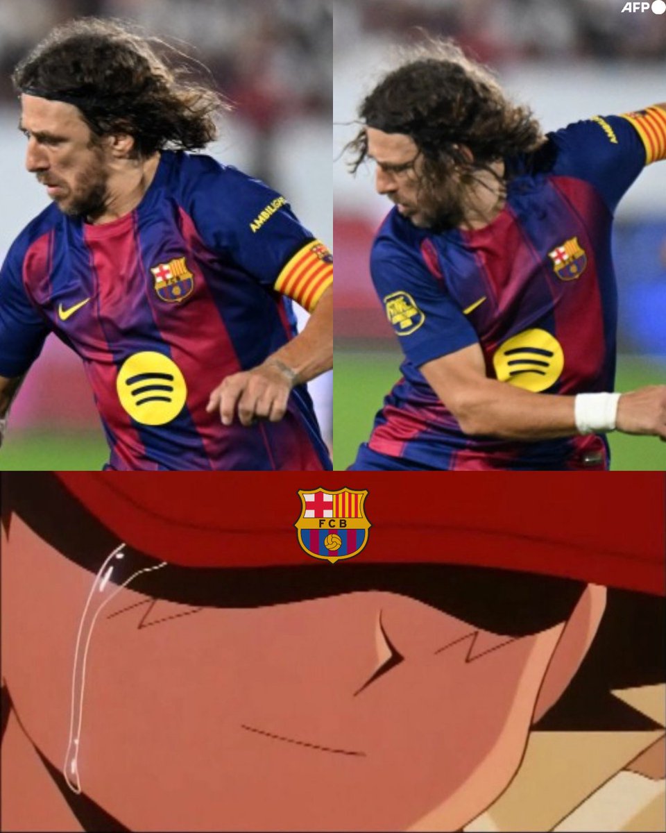 Carles Puyol portando el gafete de siempre en un partido de leyendas del FC Barcelona. EL ETERNO CAPITÁN.