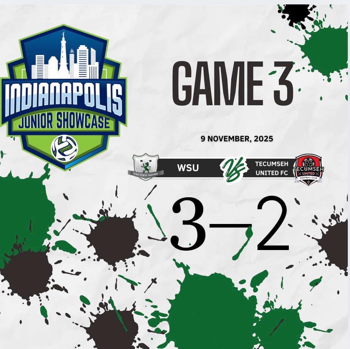 Won game our last group stage game 3-2. We now play in the championship against Cap City Athletic!