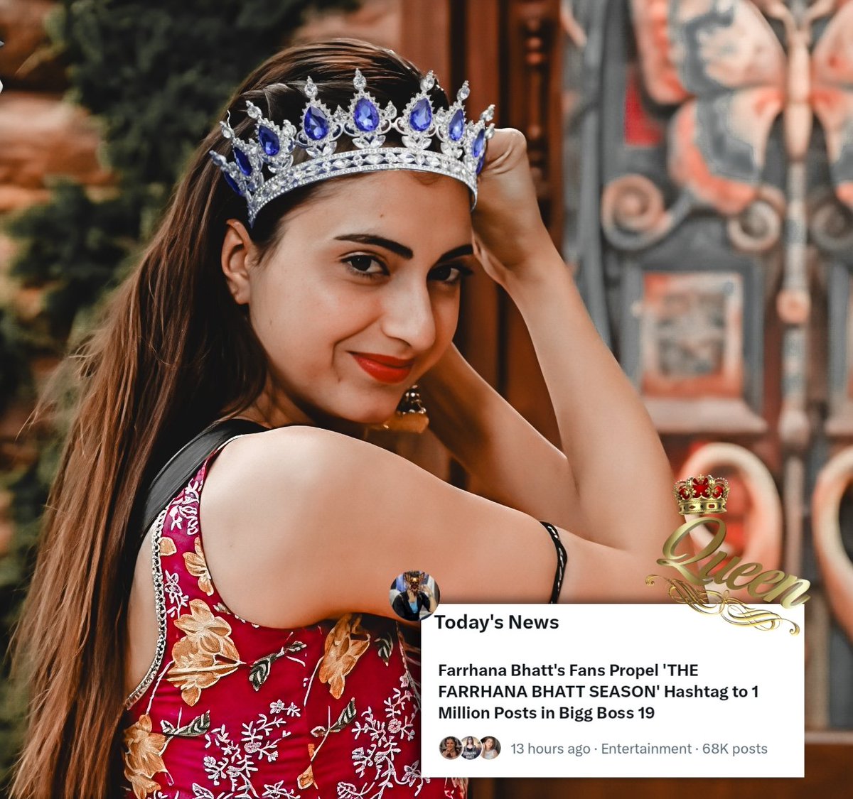 its_SanyHere's tweet photo. Congratulations Rebellions Finally X News Ki Taraf Se Headlines Bhi Aa chuki hai That'' THE FARRHANA BHATT SEASON ' Hastag to 1 Million posts in Bigg Boss 19 

Thanks To Each And Everyone 

THE FARRHANA BHATT SEASON

#FarrhanaBhatt #BiggBoss19 https://t.co/zYBvqGG7Dx
