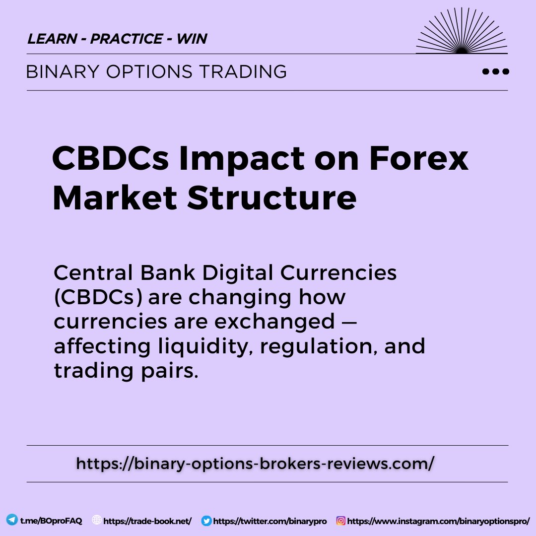 BinaryPro's tweet image. Central Bank Digital Currencies (CBDCs) are reshaping how the forex market works; and every trader should understand what that means.

At their core, CBDCs are digital versions of national currencies issued directly by central banks. Unlike cryptocurrencies, they are fully…