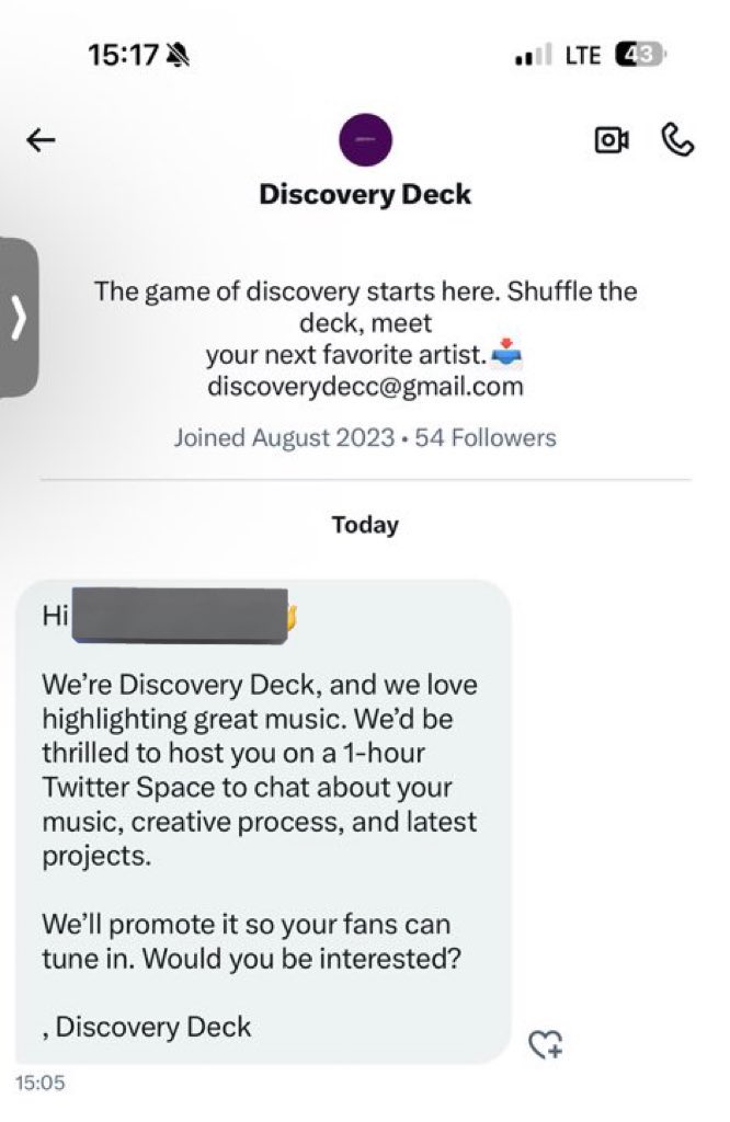 🚨 Disclaimer 🚨
We’ve been made aware that an account is  pretending to be Discovery Deck. Please note that our only official handle is <a href="/deckselects/">DISCOVERY DECK</a>

Any messages from <a href="/discoverydecc/">Discovery Deck</a> or similar variations are not from us.
Please verify before engaging while we look into this