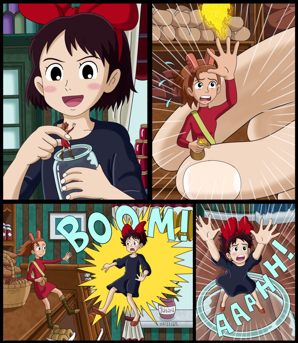 BarbGTS's tweet image. Arrietty&apos;s little revenge part 01 #giantess #SizeDifference #Sizetwitter #KikisDeliveryService Kiki found one of the legendary borrowers, but she didn&apos;t expect Arrietty to have a magic powder capable of shrinking her! 😂😂😂 Now the little witch is as small as a borrower!