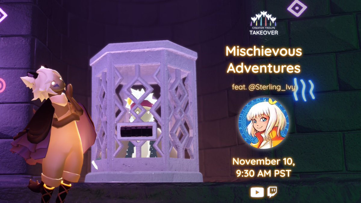 Get ready for some serious mischief making with Ivy! 🎃 Puzzles, tricks, &amp; treats await 🍬 

⏰ November 10th @ 9:30 AM PST

→YouTube: bit.ly/thatskygame_YT
→Twitch: bit.ly/thatskygame_Tw…