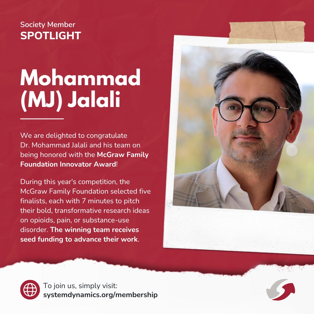 systemdynamics_'s tweet image. CHEERS, MJ! ✨

We are delighted to congratulate Dr. Mohammad Jalali and his team on being honored with the McGraw Family Foundation Innovator Award!
 
👥 Join our global community: ow.ly/2raq50XnKj8 

#SystemDynamics #systemsthinking