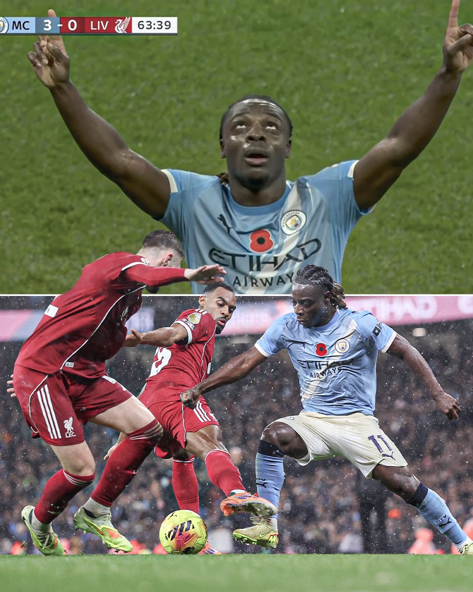 ESPNFC's tweet image. An unbelievable performance from Pep Guardiola's Belgian, Jeremy Doku. Drew a penalty, been a menace on the wing taking on defenders and a world class strike to the outstretched Mamardashvili.

Just unplayable today 😮‍💨