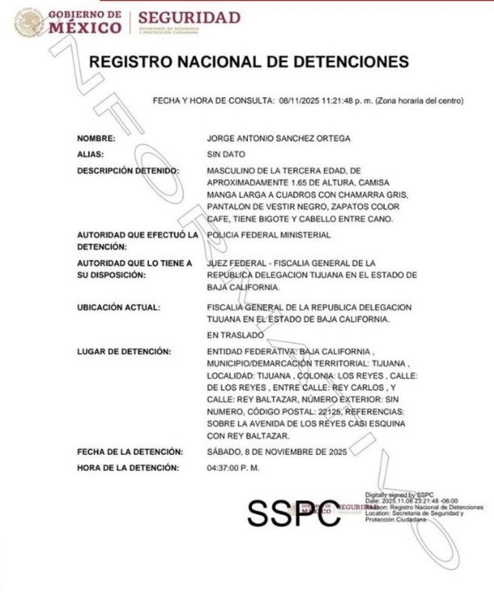 🕵️‍♂️🚨 #ATiempo 
Jorge Antonio Sánchez Ortega, exagente del Cisen y presunto segundo tirador en el caso Colosio, fue detenido en #Tijuana. Las razones siguen bajo llave