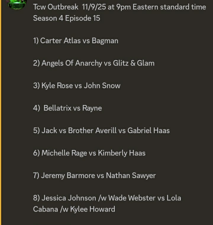 Tonight Match card 9pm on twitch nathansworld23