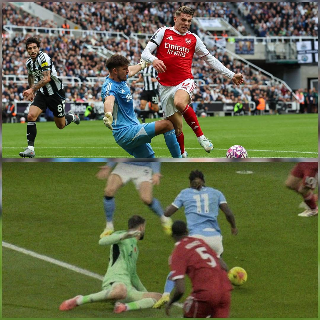 The inconsistencies in officiating, top one not  a penalty, the one below awarded today as a penalty. <a href="/FA_PGMOL/">PGMO</a> is a diagrace 🙂‍↔🙂‍↔