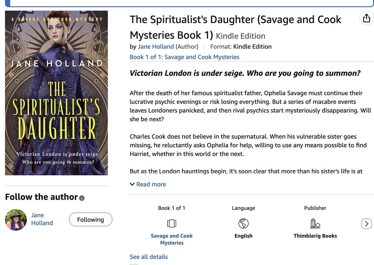 Readers, can I tempt you to a preorder? Coming very soon in ebook and paperback, THE SPIRITUALIST'S DAUGHTER: out end November! 😱😱😱
#newbooks <a href="/ThimblerigBooks/">ThimblerigBooks</a> 

Amazon US: amazon.com/Spiritualists-…

Amazon UK: amazon.co.uk/Spiritualists-…