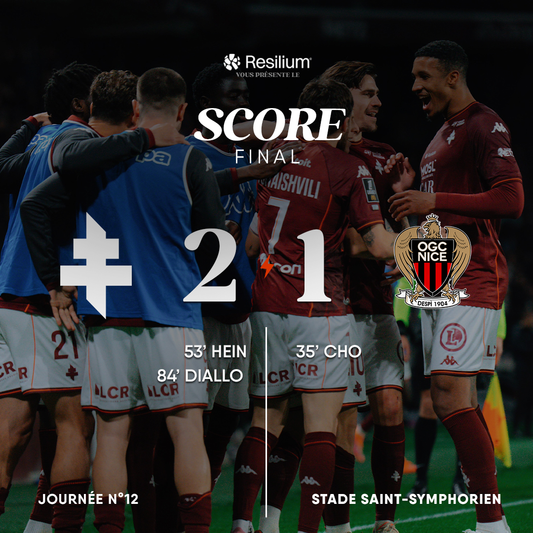 FCMetz's tweet image. 2️⃣ - 1️⃣ #FCMOGCN

ICI ON LÂCHE RIEN ❤️‍🔥

😍 Au courage, nos Grenats s'imposent face à l'@ogcnice et signent une TROISIÈME victoire consécutive !

Bravo Messieurs, fier de vous 🔛