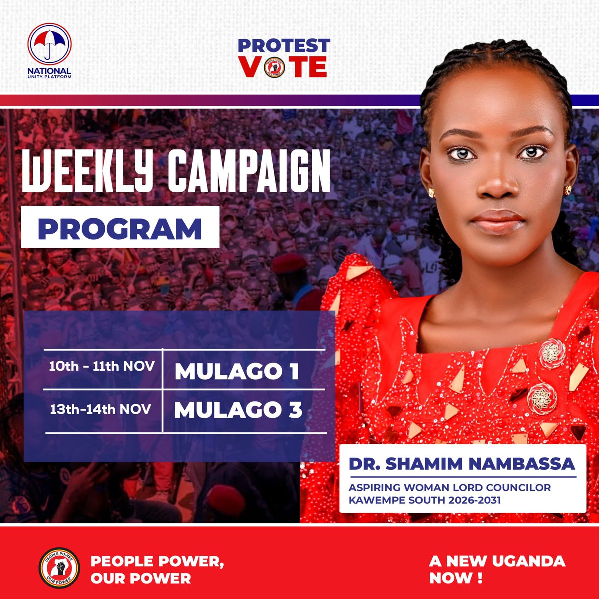 ShamimNambassa's tweet photo. Tomorrow, our campaign journey officially begins in Mulago 1. 

Together, we carry the message of hope and change for a better Uganda.

We’ve come so far, let’s walk this final mile united and determined.

#AnewUgandaNow https://t.co/zuXBueyW8g