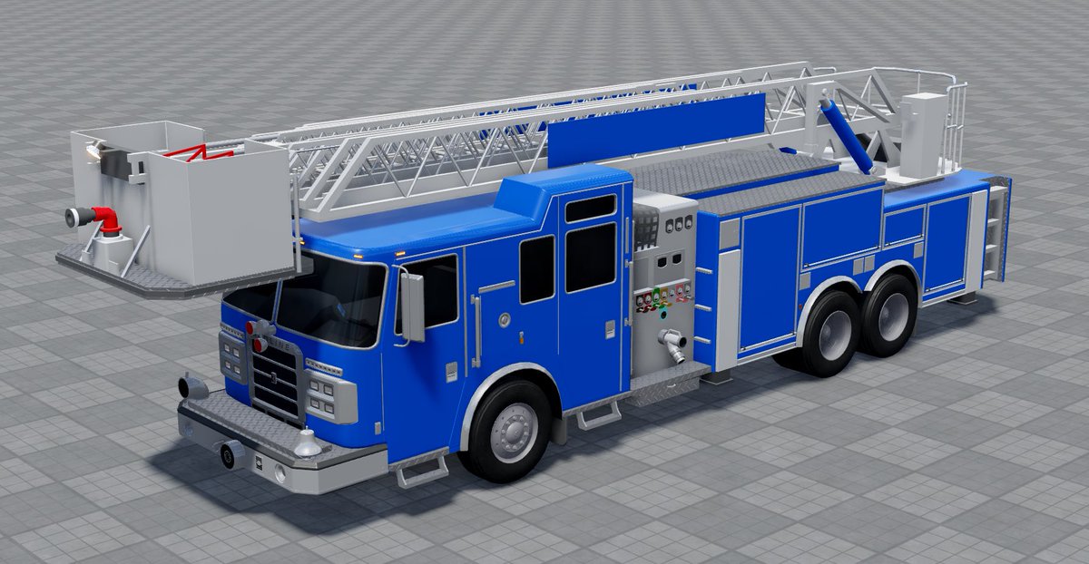 PRC_Roblox's tweet image. Blue fire trucks??? 🚒 

Nope! Just a sneak peek into our development. This is the final model before it gets wrapped with a livery and our realistic ELS is placed! 

These models require work from several people in our extremely talented team, so they take time to perfect. We…