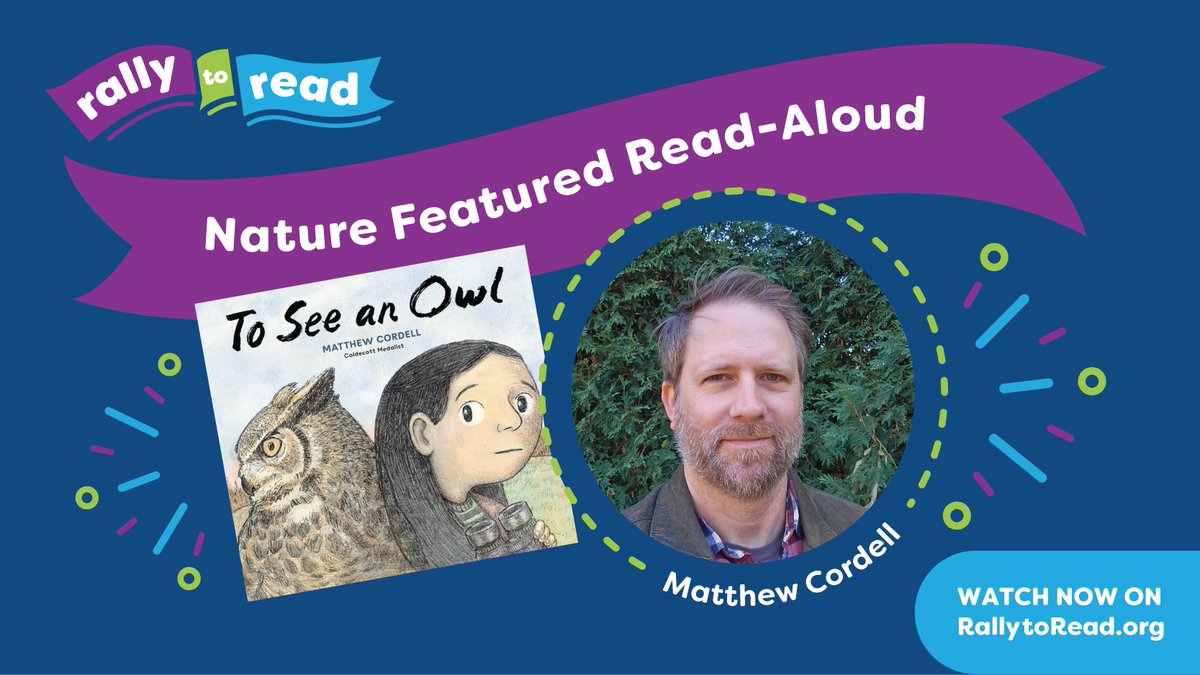 RIFWEB's tweet image. Celebrate November’s #RIF #RallytoRead theme, NATURE with Matthew Cordell reading his book, To See an Owl from @penguinrandom. This book shares the patience and wonder a young girl has in her determined quest to spot a wild owl. Watch the #readaloud at RallytoRead.org.
