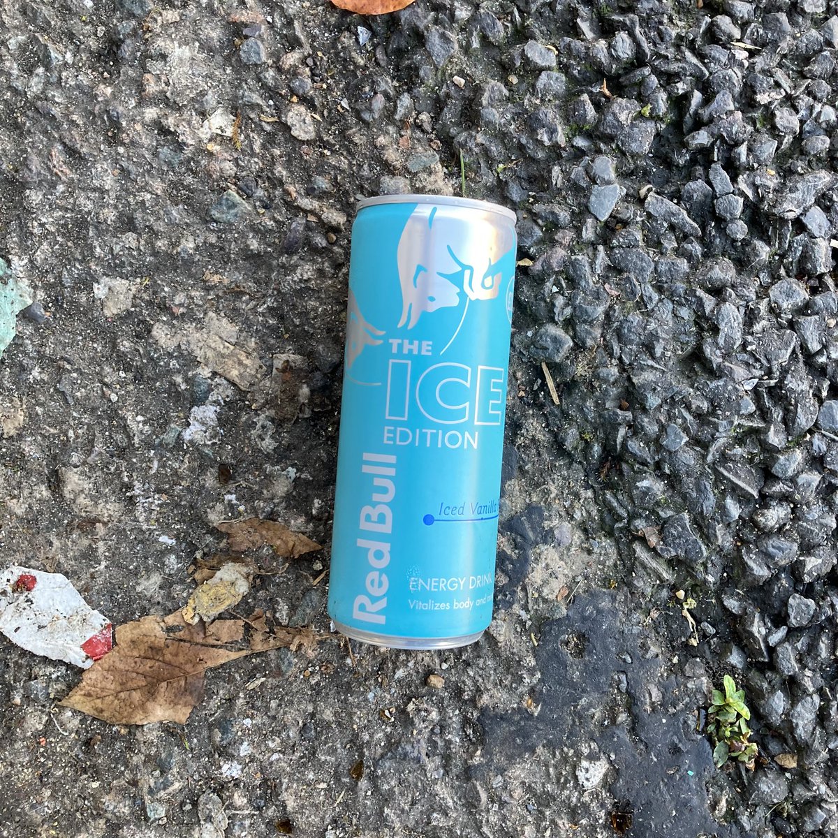 Red Bull can #1868: “Ice” variant, Woodside Park. #RedBull #Litter #LitterPicking #Recycling #KeepBritainTidy