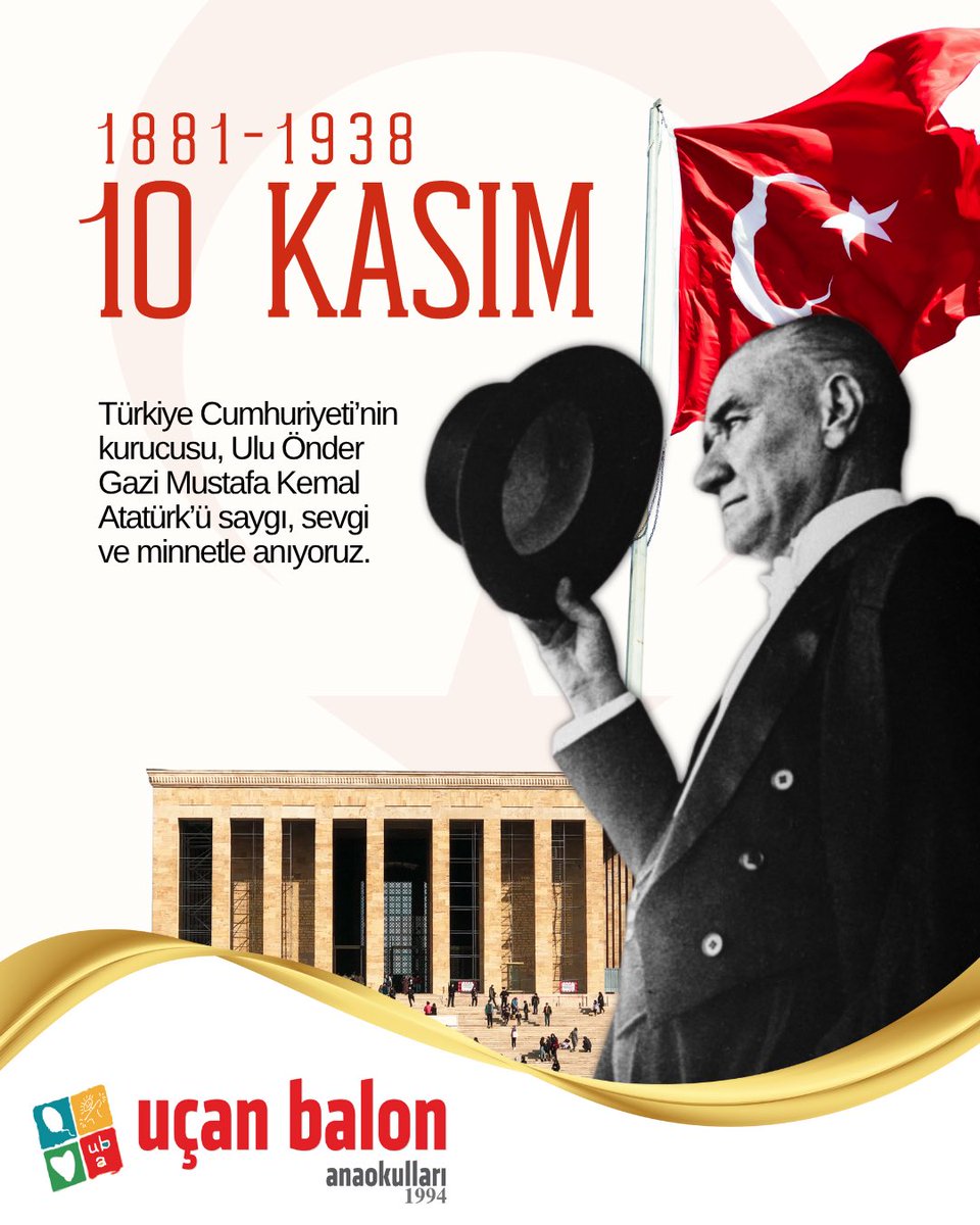 “Benim naciz vücudum, bir gün elbet toprak olacaktır. Fakat Türkiye Cumhuriyeti, ilelebet payidar kalacaktır.” 
Türkiye Cumhuriyeti’nin kurucusu, Gazi Mustafa Kemal Atatürk’ü saygı ve minnetle anıyoruz…🇹🇷