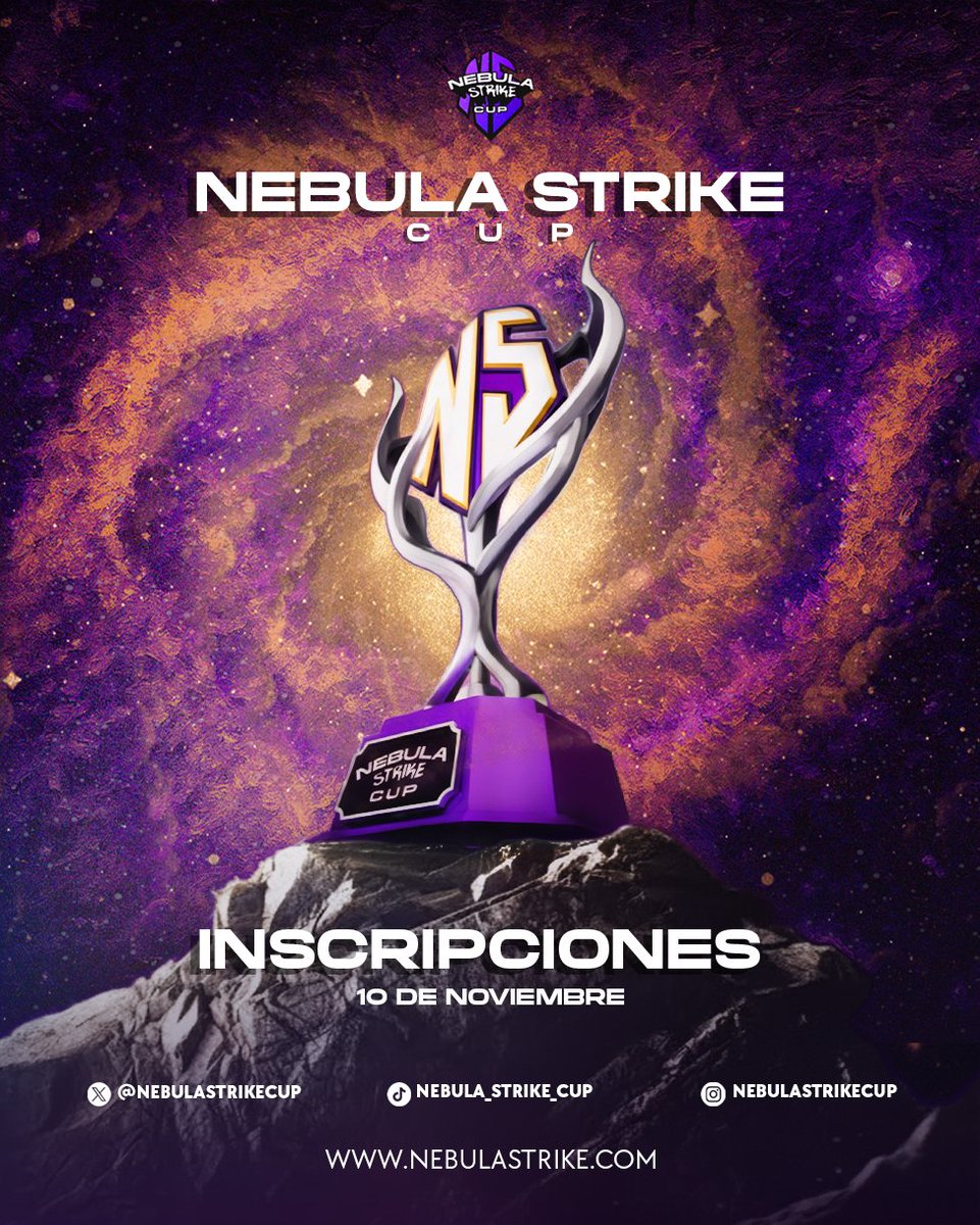 Presentamos la fecha de inscripción a nuestro torneo de Valorant.  

PREMIO DE $500 DOLARES💸

Día 10 de noviembre por medio de nuestra página. nebulastrike.com

Recuerden seguirlos en <a href="/NebulaStrikeCup/">Nebula Strike Cup</a> 

#VALORANT #gaming