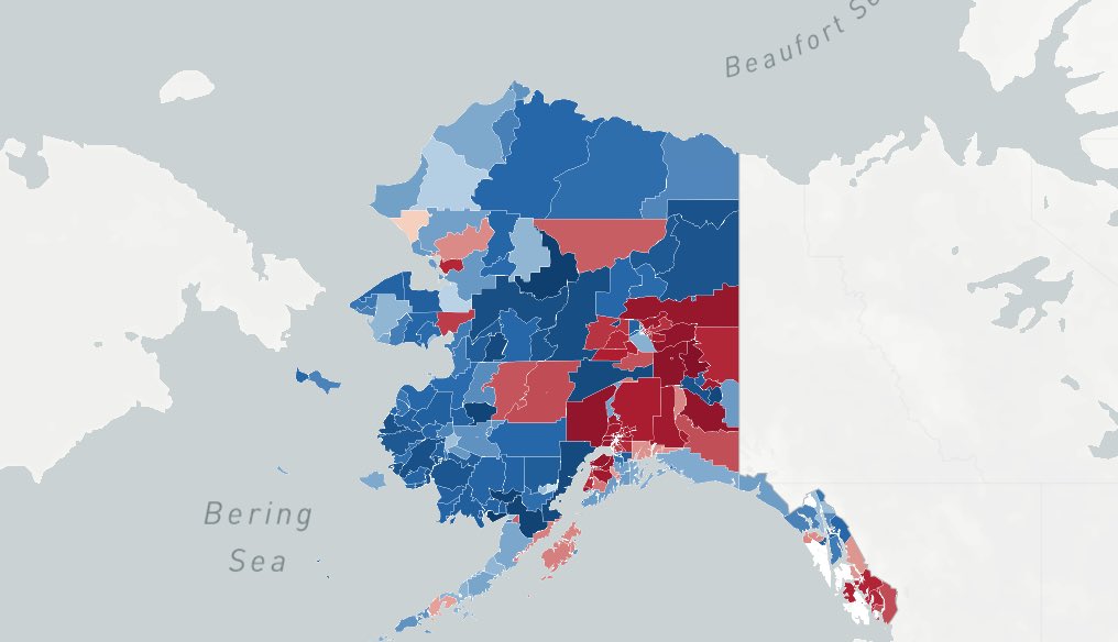 logmichael_'s tweet image. I need a conservative to look at that first map, then look at these ones, and then tell me why Alaska is considered a red state.