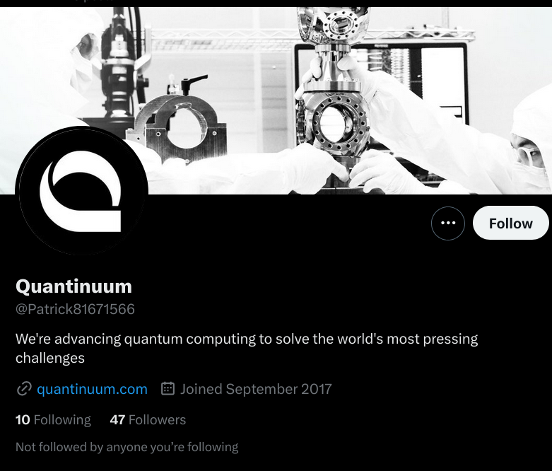 Notice the name vs the handle ... 🫤

<a href="/QuantinuumQC/">Quantinuum</a>