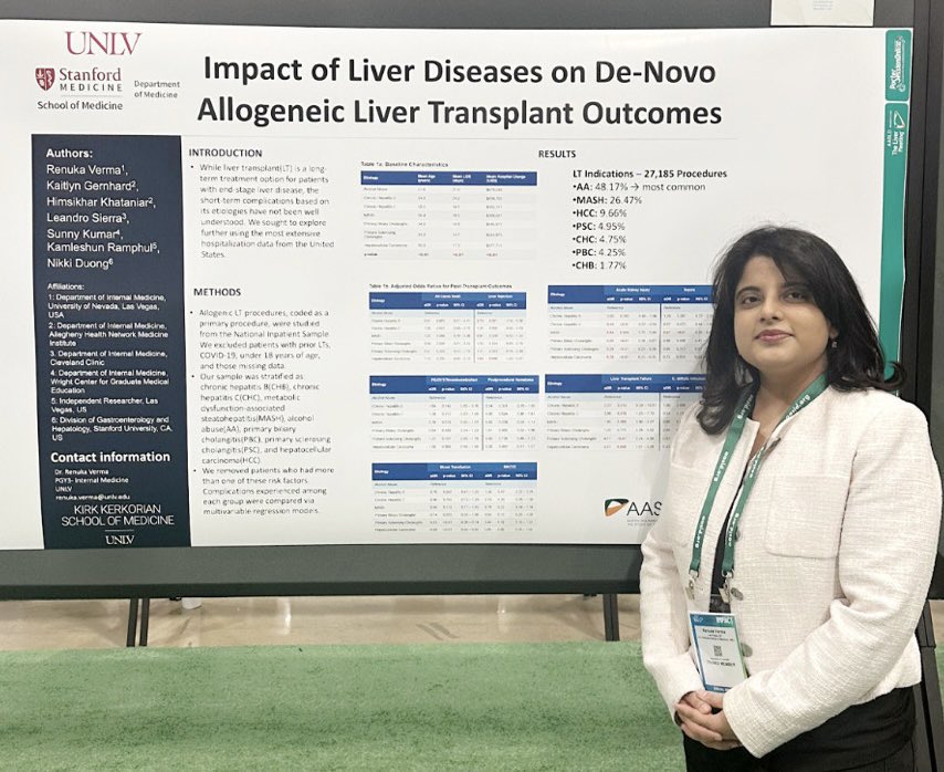 doctornikkid's tweet image. Rising ⭐️ mentee @VRenuka33 from UNLV presenting our work at @AASLDtweets #TLM25 can’t wait to see where you land in the #GIMatch 🙏🏻