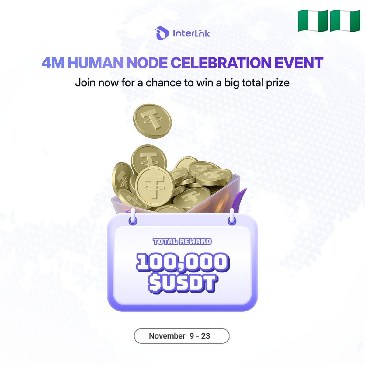 interlinknige's tweet image. 🎉 InterLink Nigeria Ta Shiga Bikin Duniya na $100,000! 🇳🇬

Babban Bikin InterLink Ya Fara Aiki Yanzu — muna murnar kasancewar Mutane Na Gaske Miliyan 4 (4M) a Duk Faɗin Duniya! 🌍
Ku shiga wannan farin ciki ku kuma ci nasara daga jimlar kuɗi $100,000 USDT ta hanyar tattara…