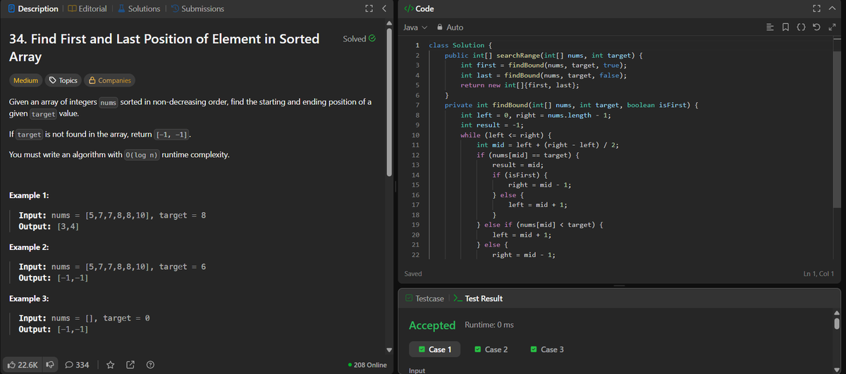 rituu_09's tweet image. Day 312 - 313 of 2025:                                 
👩‍💻 Code to Crack Companies!  
▫️Binary Search
▫️Find First and Last Position of Element in Sorted Array
▫️Find Minimum in Rotated Sorted Array
#CodingJourney #PlacementPrep #2025Goals #leetcode #letsconnect