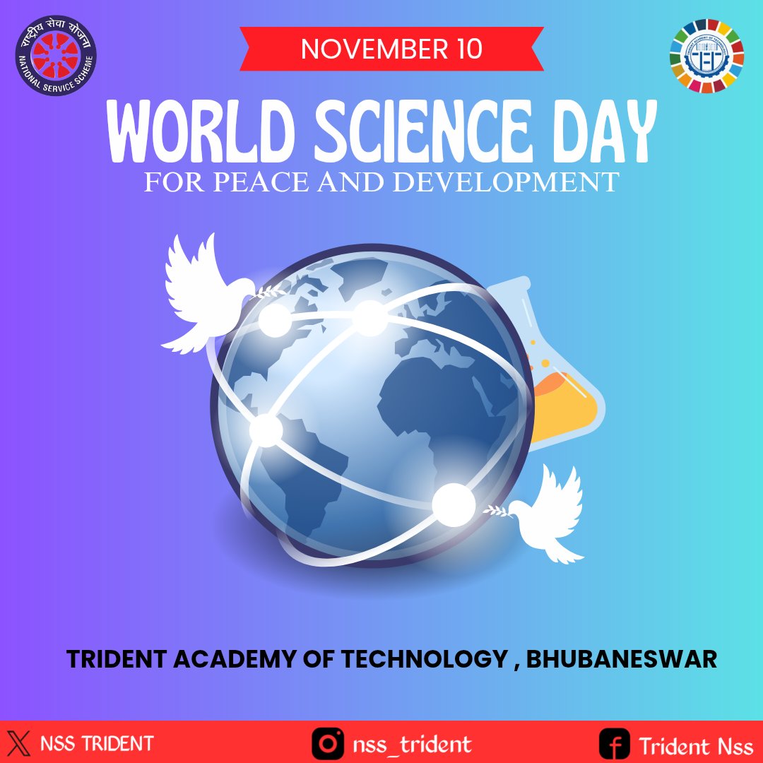 NTrident36420's tweet image. Where curiosity begins, discovery follows.
On this World Science Day, NSS group of Trident wishes everyone the courage to question, explore, and innovate for a better tomorrow🔍🌍
. 
. 
. 
. 
#worldscienceday #curiositytodiscovery #NationalServiceScheme #ScienceForBetterTomorrow