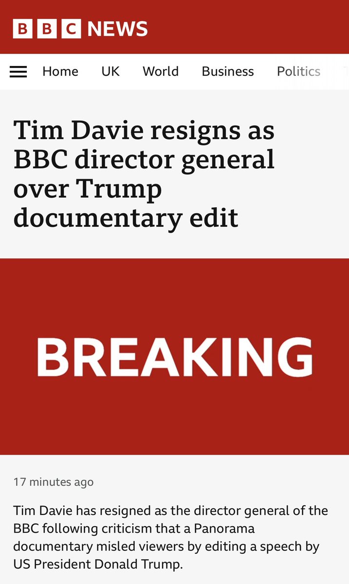 Tim Davie has resigned as director general of the BBC. So too has the head of news, Deborah Turness.

This is long overdue. They allowed activists within the BBC to override its duty of impartiality. And they failed to act after years of complaints. Whistleblowers were likewise