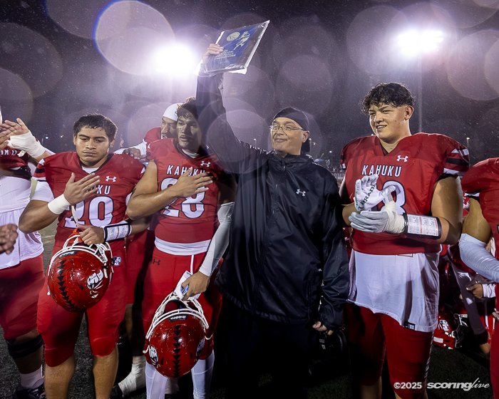 <a href="/NihoaPule/">Nihoa Pule</a> Congratulations 🎊 Kahuku Red Raiders on winning 🏆 the 2025' O.I.A. Championship. Boys fought hard and when it mattered the defense pulled threw to preserve the win. On to the HHSAA State Division 1 Open Championship #RR4L #KAHUKU 🌊B1G RED🔴