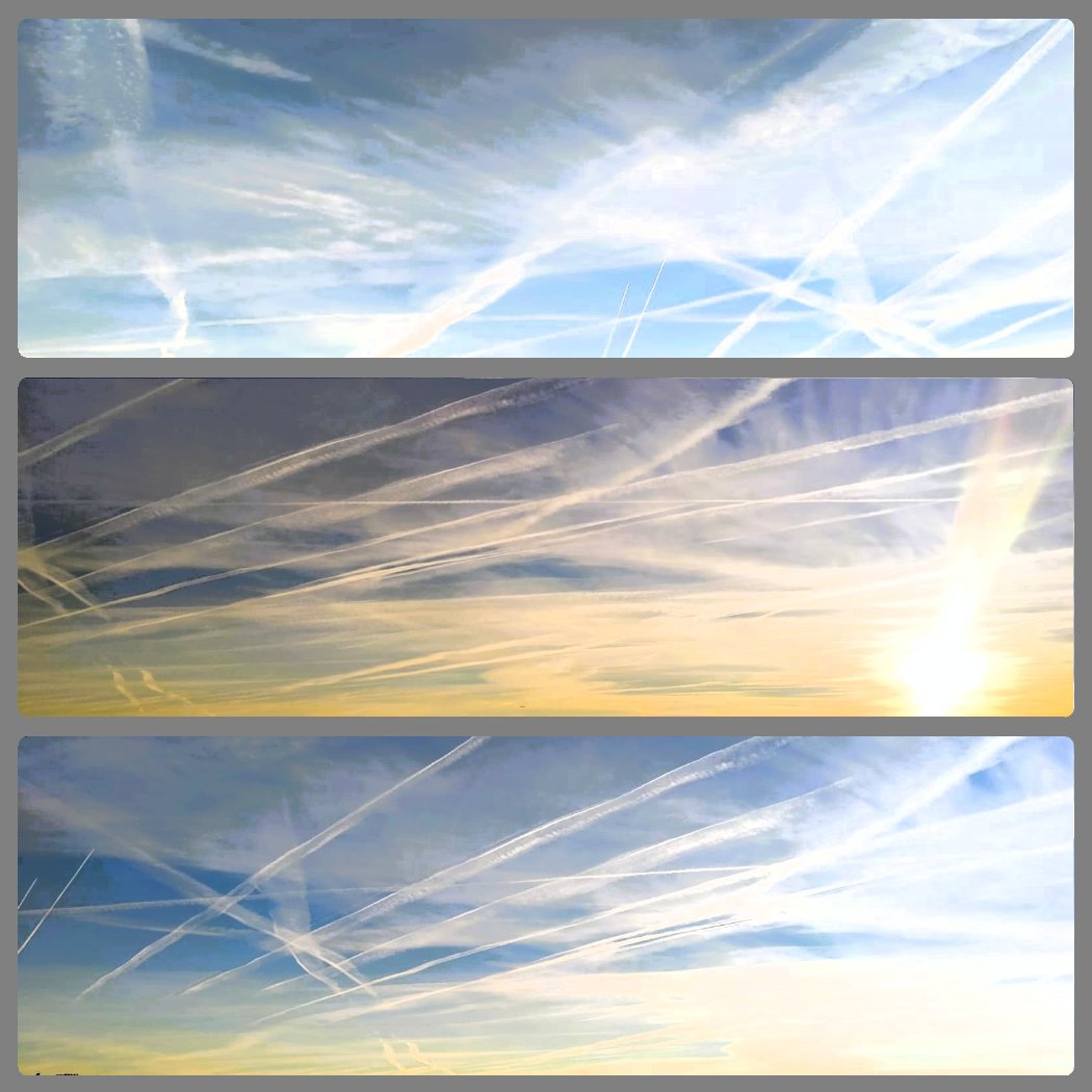 DaniElefantman's tweet image. Estelas de condensación, también conocidas como &quot;contrails&quot;, que son nubes artificiales formadas por los gases de escape de los aviones a gran altitud.  #contrails  #estelas #cielo #hacerfotos 
--