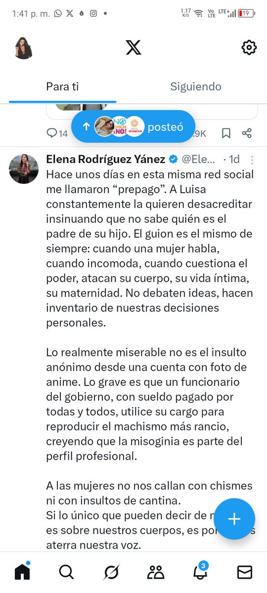 A <a href="/ElenaDeQuito/">Elena Rodríguez Yánez</a> le hicieron borrar este post con contenido de odio y resentimiento, se hacen las víctimas, pero insultar o despotricar contra los que no piensan igual eso sí está bien