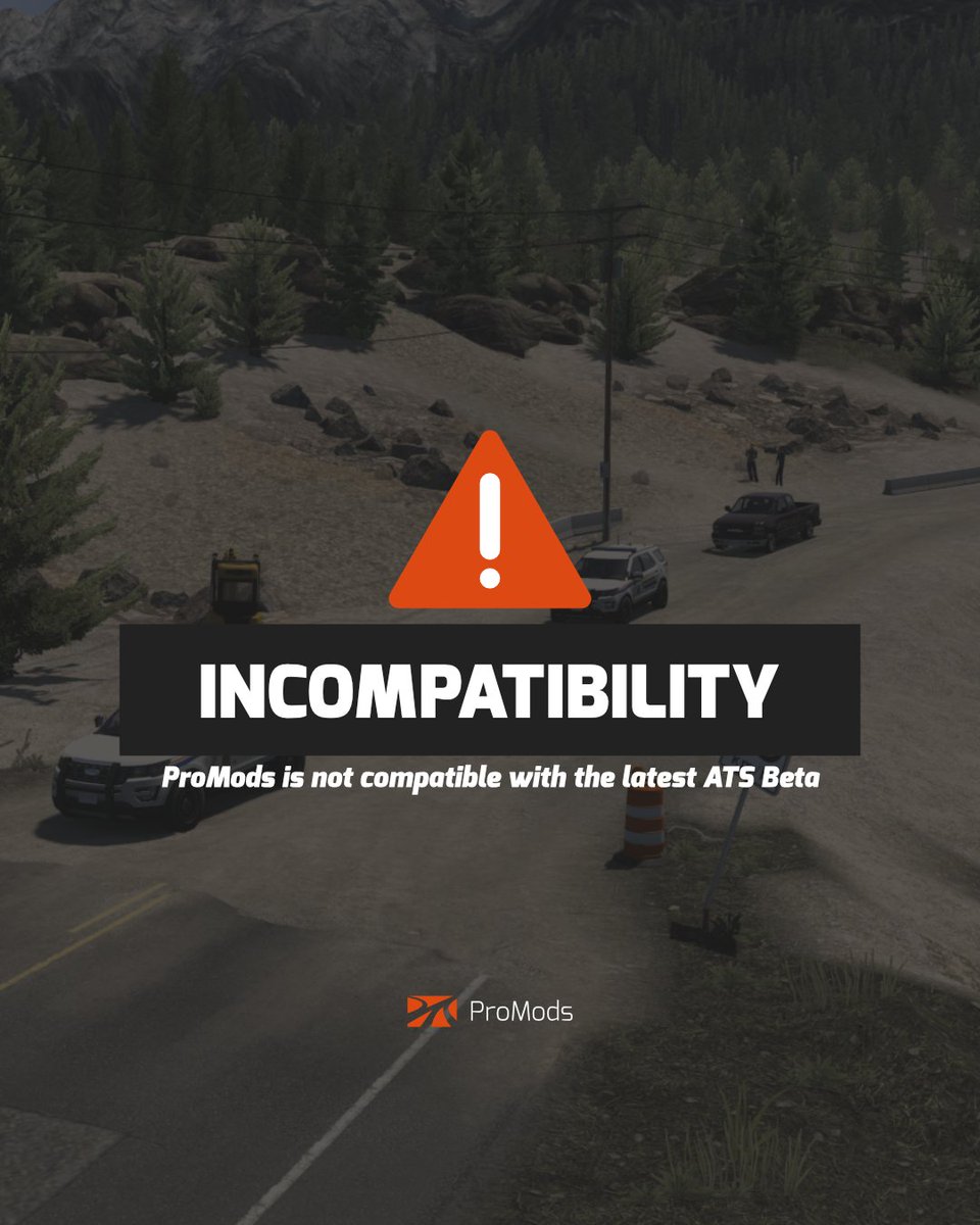 ProModsETS2's tweet image. ⚠️ SCS has released 1.57 Open Beta for ETS2 &amp;amp; ATS

All of the ProMods Maps are NOT compatible with these Beta&apos;s.

If you want to play with ProMods, please select the &quot;None&quot; branch on the Beta Tab on Steam.