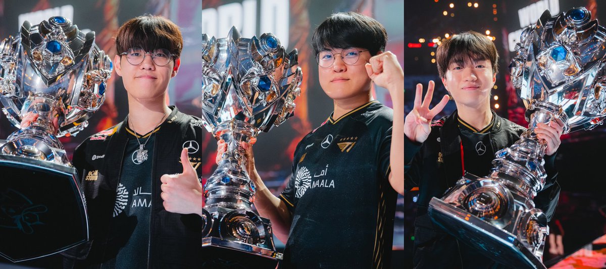 4-TIME WORLDS FINALIST
3-TIME WORLDS CHAMPIONS 

T1'S 02 TRIO Y'ALL ✨
ONER, GUMAYUSI AND KERIA ~